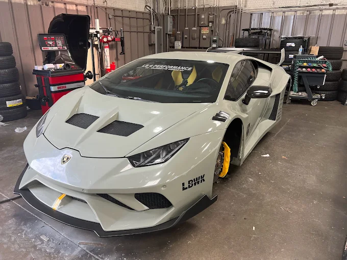 White Lamborghini repair